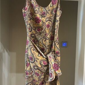 Forenza Asymmetrical Dress with Pink and Tan Paisley